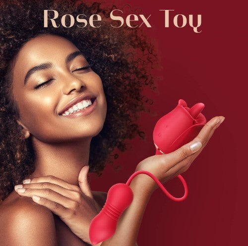 Sex Toys Rose Vibrator Dildo - 4IN1 Adult Sex Toys for Women with 9 Tongue Licking & Thrusting Dildos G Spot Vibrators, Anal Sex Toy Clit Nipple Stimulator Licker for Female Men Couples