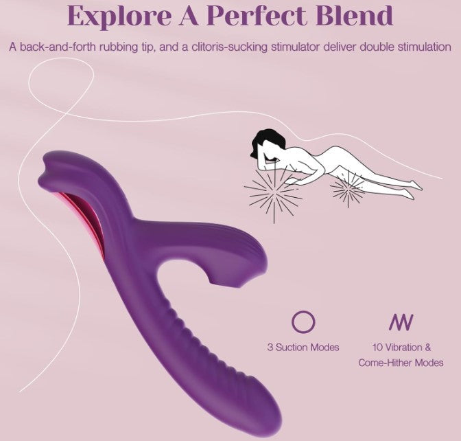 Ultimate Pleasure’s Dog Come-Hither Rabbit Sucking Vibrator for Clitoral G Spot Stimulation, Adult Sex Toys for Women Couple, Vibrating Finger Massager with 3 Suction and 10 Vibration & Come-Hither Modes