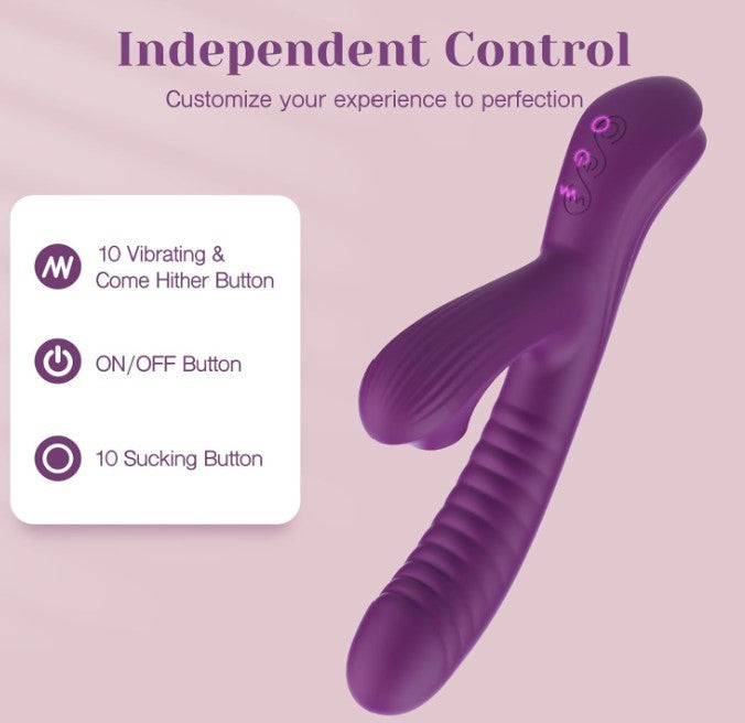 Ultimate Pleasure’s Dog Come-Hither Rabbit Sucking Vibrator for Clitoral G Spot Stimulation, Adult Sex Toys for Women Couple, Vibrating Finger Massager with 3 Suction and 10 Vibration & Come-Hither Modes