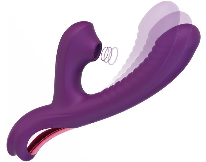 Ultimate Pleasure’s Dog Come-Hither Rabbit Sucking Vibrator for Clitoral G Spot Stimulation, Adult Sex Toys for Women Couple, Vibrating Finger Massager with 3 Suction and 10 Vibration & Come-Hither Modes